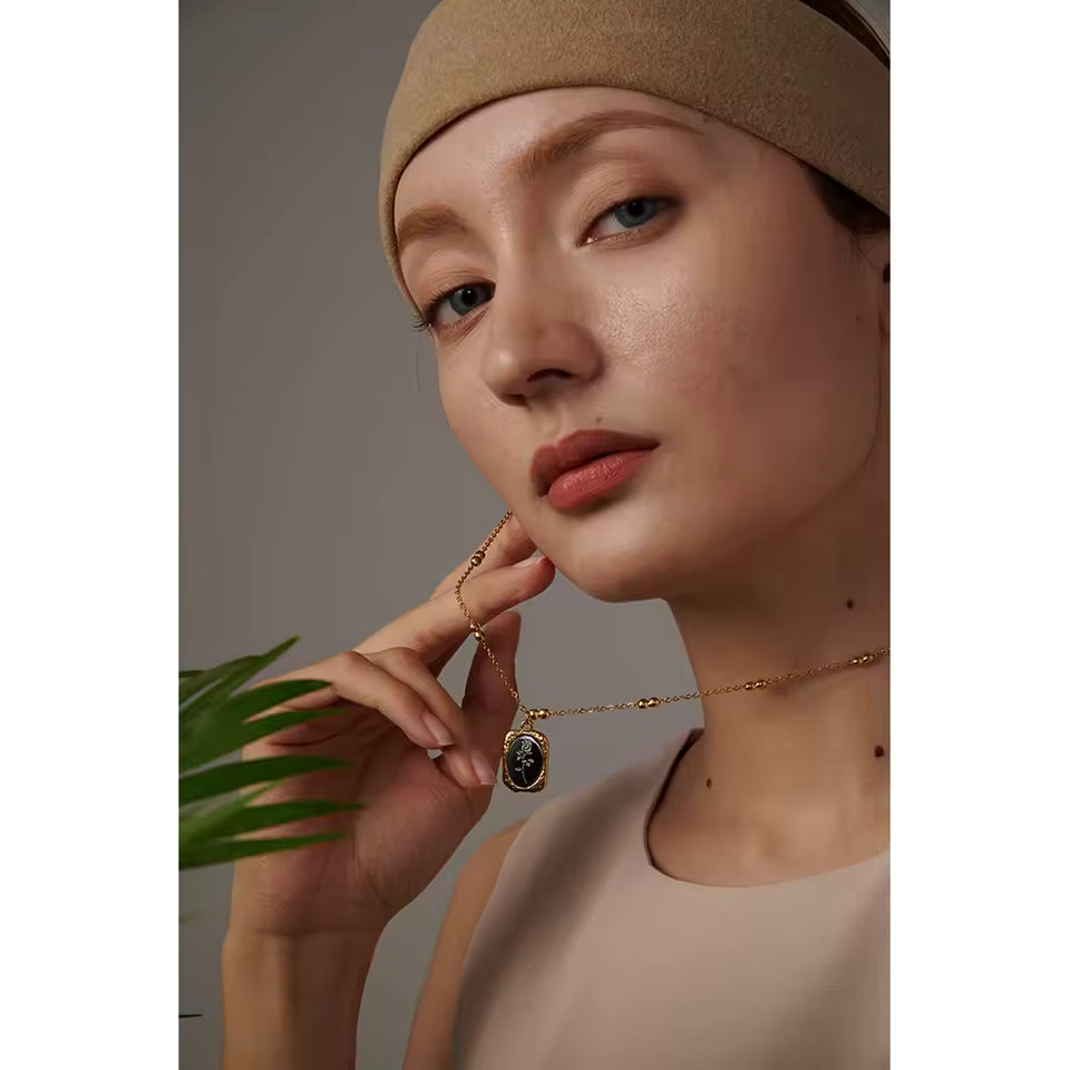 Birth Flower Necklace, 925s Silver Gold Vermeil, Personalized Rectangle Pendant Necklace, Best Mom Necklace, Gift for her, birthday gift