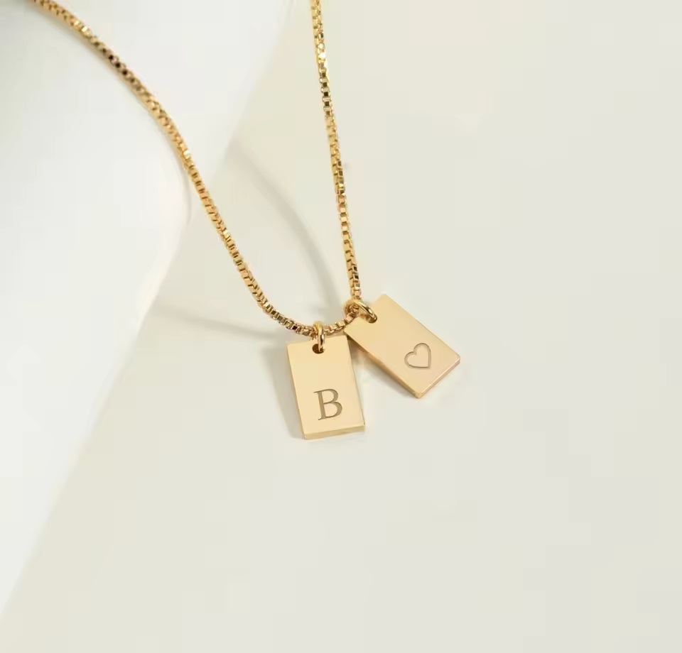 Personalized Rectangle Add-On Pendant Necklace, Sterling Silver, 18k Gold Vermeil , Custom Tag, Geometric Necklace