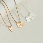Personalized Rectangle Add-On Pendant Necklace, Sterling Silver, 18k Gold Vermeil , Custom Tag, Geometric Necklace