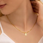 Personalized Rectangle Add-On Pendant Necklace, Sterling Silver, 18k Gold Vermeil , Custom Tag, Geometric Necklace