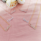 Pavé Script Name Necklace - s925 silver Gold Vermeil personalized zircon Custom Diamond Name Necklace - Personalized Cursive Name Necklace