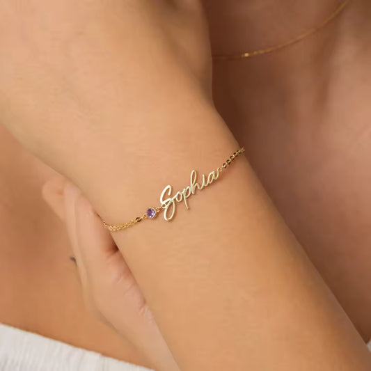 Personalized Birthstone Name Bracelet – Custom Name & Birthstone Jewelry – 925 Sterling Silver or Gold Vermeil – Friendship Bracelet, Best Friend Gift, Gift for Her