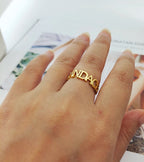 Curb Chain Name Ring – 925 Sterling Silver & Gold Vermeil – Custom Engraved Name Ring – Personalized Gift for Her