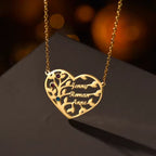 Personalized Family Name & Birthstones Necklace, Family Tree Heart Necklace, 925s Silver Gold Vermeil, Mother's Day Gift, Engraved Name Necklace, Grandma Necklace
