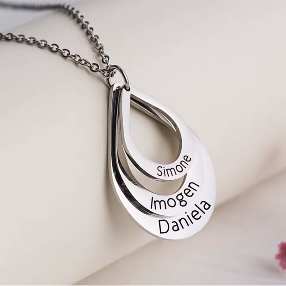 Personalized Pear Shape Necklace , 925s Silver Gold Vermeil , Personalized Name Necklace, Birthday Gift for Her, Mother's Day Gift, Gift for Mom