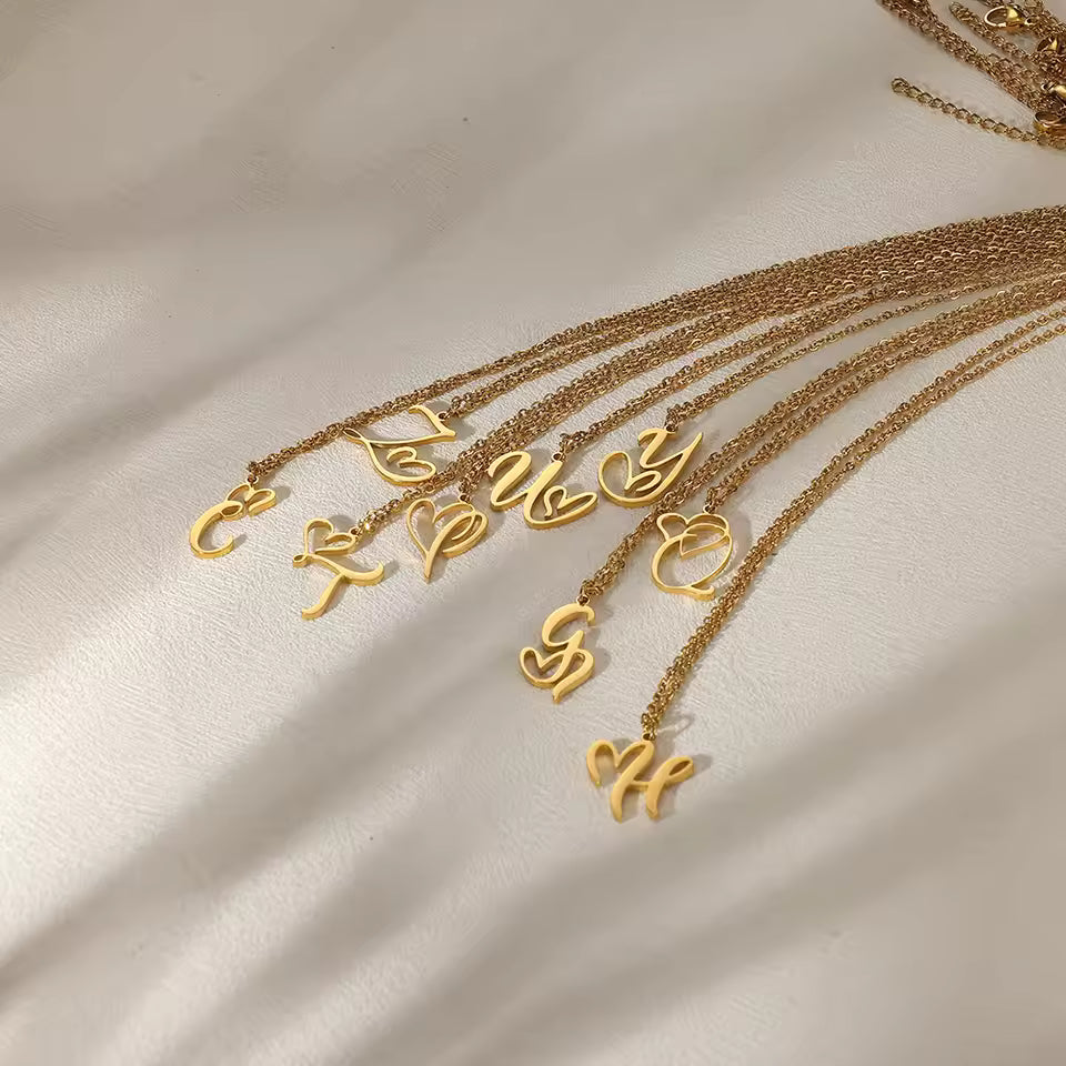 Initial Heart Necklace • Custom Letter Necklace 925s Silver Gold Vermeil • Tiny Initial Heart Charm • Personalized Gifts for Her