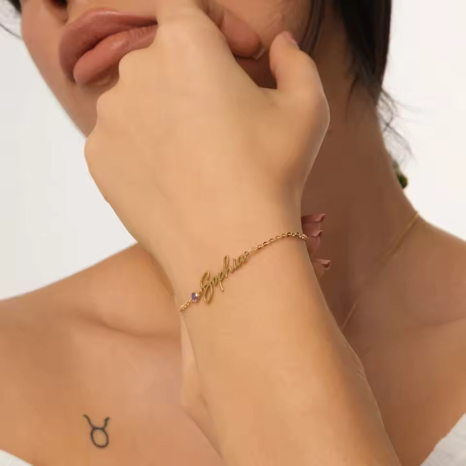 Personalized Birthstone Name Bracelet – Custom Name & Birthstone Jewelry – 925 Sterling Silver or Gold Vermeil – Friendship Bracelet, Best Friend Gift, Gift for Her