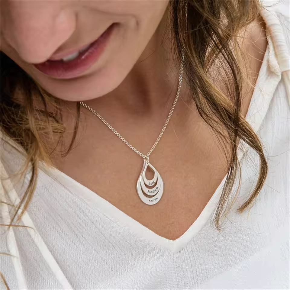 Personalized Pear Shape Necklace , 925s Silver Gold Vermeil , Personalized Name Necklace, Birthday Gift for Her, Mother's Day Gift, Gift for Mom