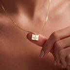 Personalized Rectangle Add-On Pendant Necklace, Sterling Silver, 18k Gold Vermeil , Custom Tag, Geometric Necklace