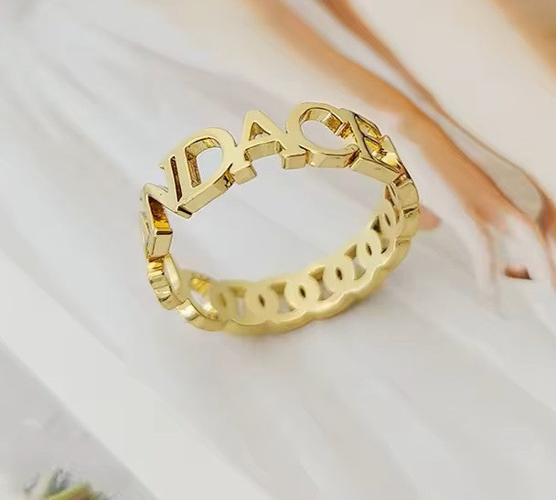 Curb Chain Name Ring – 925 Sterling Silver & Gold Vermeil – Custom Engraved Name Ring – Personalized Gift for Her
