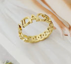 Curb Chain Name Ring – 925 Sterling Silver & Gold Vermeil – Custom Engraved Name Ring – Personalized Gift for Her