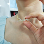 Pavé Script Name Necklace - s925 silver Gold Vermeil personalized zircon Custom Diamond Name Necklace - Personalized Cursive Name Necklace