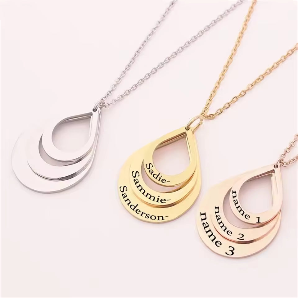 Personalized Pear Shape Necklace , 925s Silver Gold Vermeil , Personalized Name Necklace, Birthday Gift for Her, Mother's Day Gift, Gift for Mom