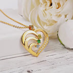Personalized Custom Birthstone Name Heart Pendant Necklace, 925s Silver Gold Vermeil ,1-6 Birthstones 1-6 Names, Mother's Day, Customized Necklace for Mom Grandma , Birthday Gift
