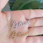 Pavé Script Name Necklace - s925 silver Gold Vermeil personalized zircon Custom Diamond Name Necklace - Personalized Cursive Name Necklace