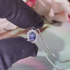 Oceanic Gleam royal blue oval moissanite , Certified GRA , S925 sterling silver necklace