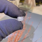 Celestial Sparkle moissanite , Certified GRA , S925 sterling silver gold-plated emerald cut necklace