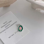 Retro Tulip S925 sterling silver oil painting pendant