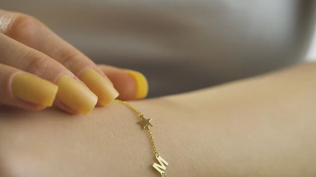 Personalized Initial Letter Bracelet – 925 Sterling Silver or Gold Vermeil – Custom Couple Bracelet, Minimalist Jewelry, Mother’s Day or Christmas Gift