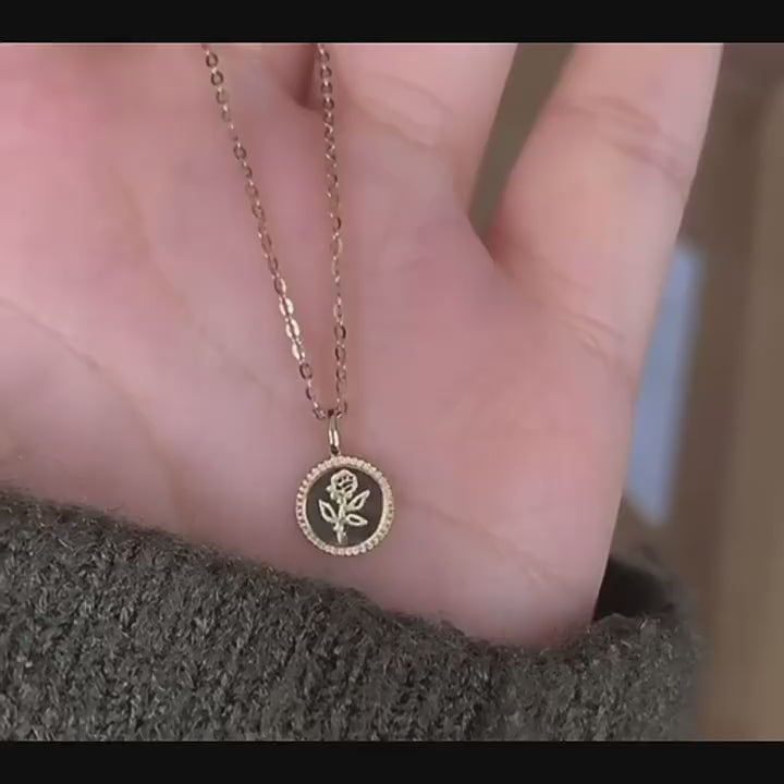 Fleur S925 sterling silver 14k gold-plated necklace