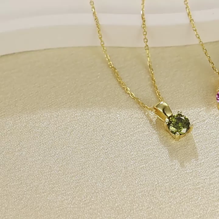 Prism of Color Birthstone 925 sterling silver Gold Plated necklace