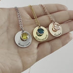 Personalized Birthstone Name Necklace, 925s Silver Gold Vermeil , Birthday Gift for Her, Jewelry Custom Grandma , Name Necklace Custom Disc Engraved Name