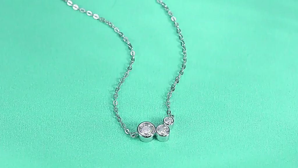 Bubble Charm moissanite , Certified GRA , s925 sterling silver necklace