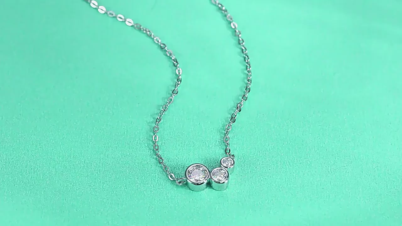 Bubble Charm moissanite , Certified GRA , s925 sterling silver necklace