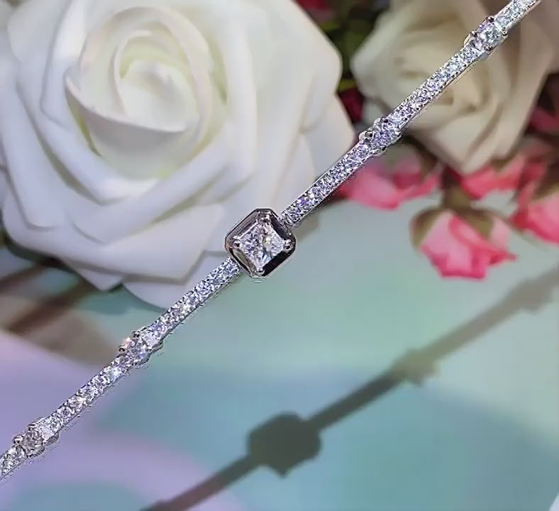 Opulent Charm 1.88 carat Moissanite , Certified GRA , S925 sterling silver Bracelet