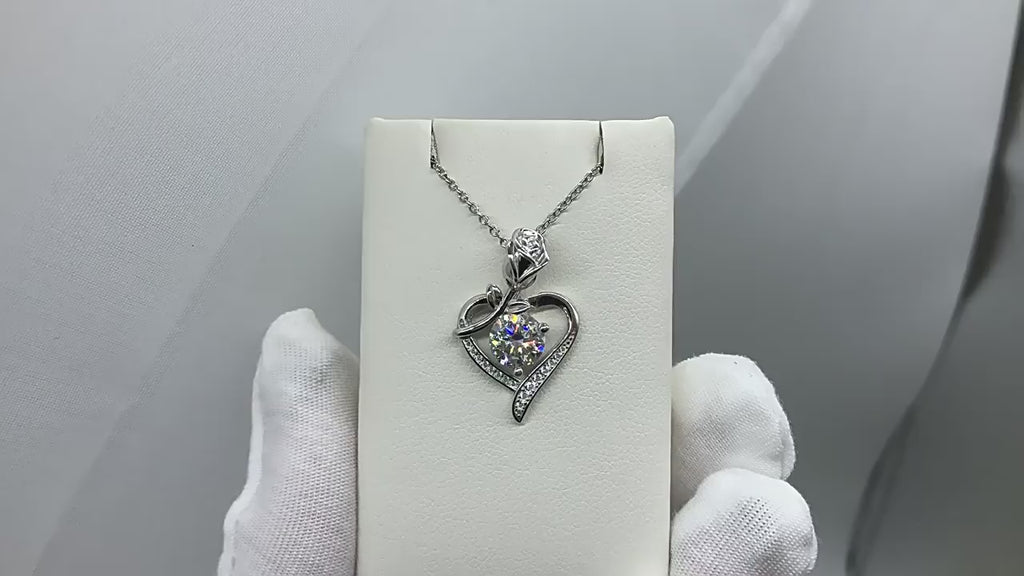 Romantic Rose moissanite , Certified GRA , S925 sterling silver necklace
