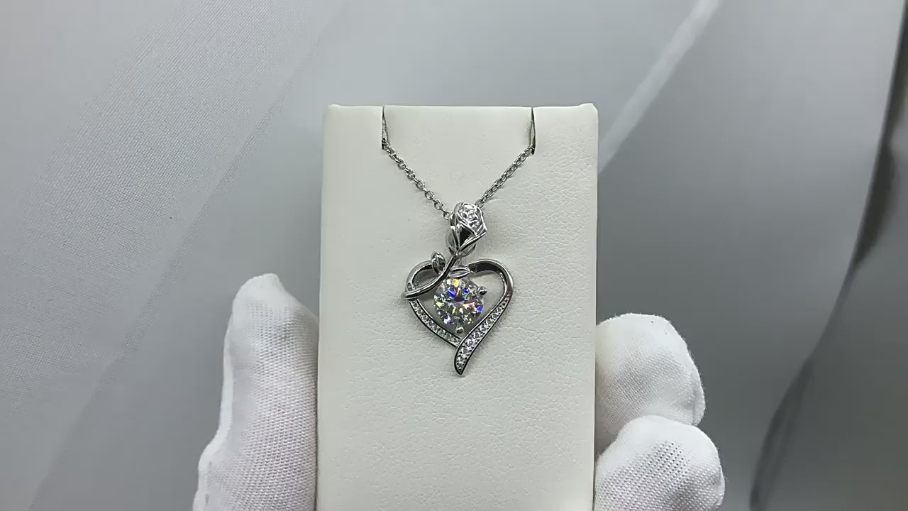 Romantic Rose moissanite , Certified GRA , S925 sterling silver necklace
