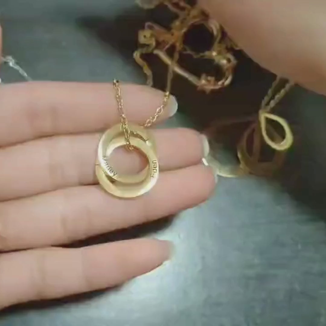 Personalized Circle Family Necklace, 925s Silver Gold Vermeil Name Necklace, Engraved Circle Family Necklaces, Gifts For Mom, Gift for family