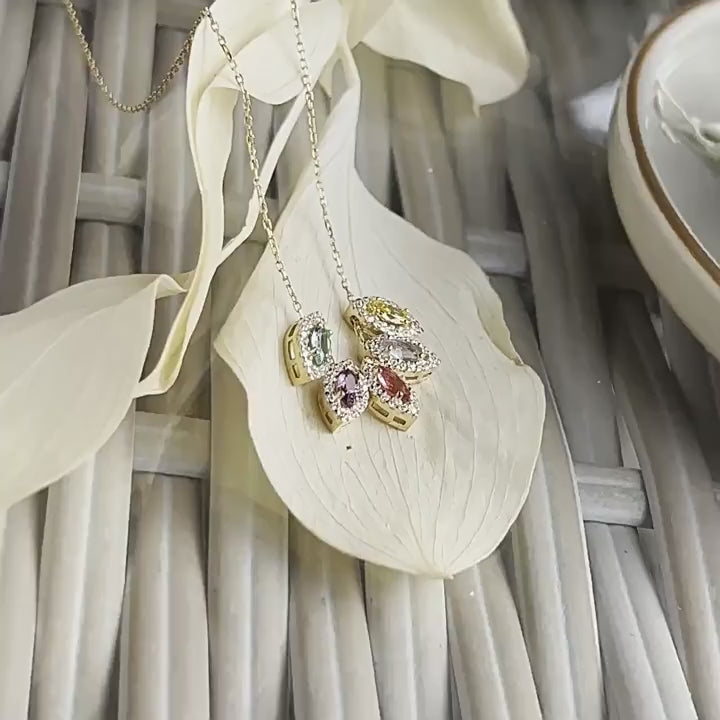 Personalized Birthstone Charms 925s Silver Gold Vermeil - One of a kind gift - Design your Family Birthstone Necklace, Gift for Mom, Birthday Gift