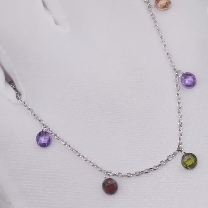 Celestial Dance S925 sterling silver colored zircon necklace exquisite sweet Bohemian style