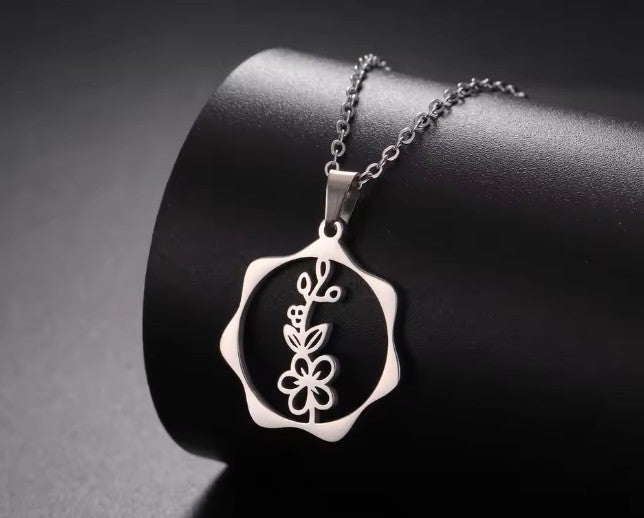 Birth Flower Necklace, 925 Sterling Silver ,Personalized Jewelry for Gift Idea, Graduation Gift for her , Mom Necklace, Best Friend Gift